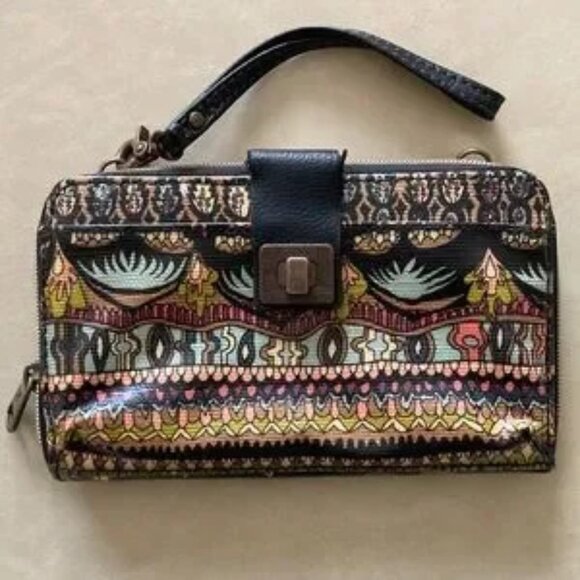 Sakroots Wristlet Wallet Aztec Design Zipper Snap Closure Multicolor - Picture 2 of 12